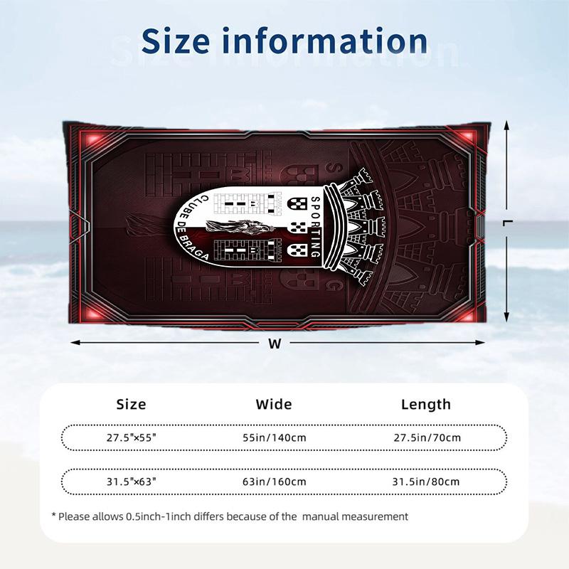 Braga FC Print Quick Dry Beach Towel Microfiber Absorbent Portable Travel Swimming Towel