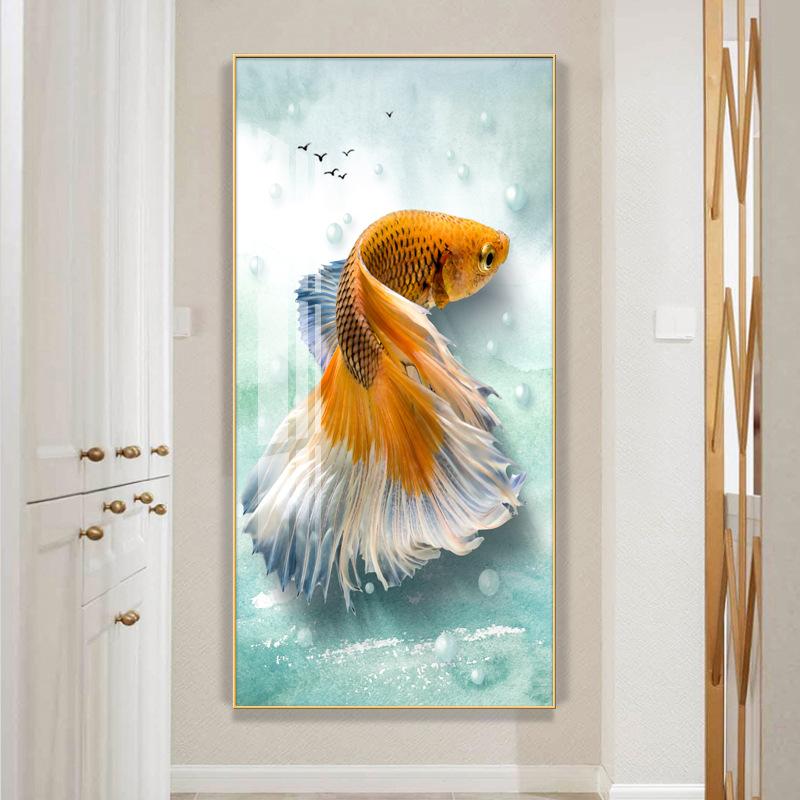Chinese Style Wall Art Print Abstract Animal Poster Colorful Lucky Koi Fish Canvas Painting Luxury Home Decor For Living Room