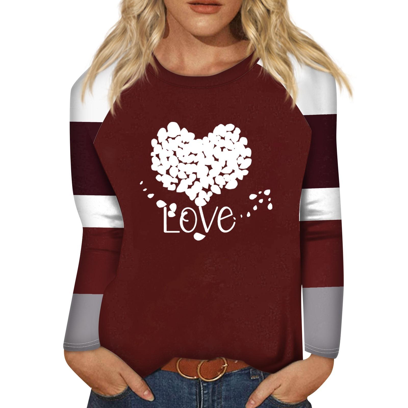 

Рубашка для женщин, модная повседневная футболка с рукавом реглан, круглым вырезом и длинным рукавом, свободная футболка с принтом, женский топ S