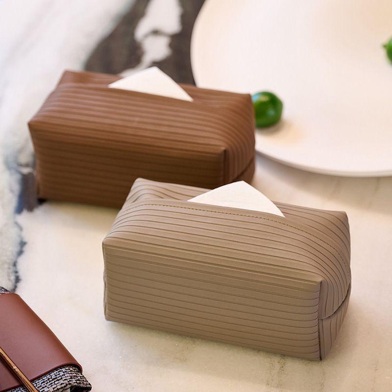 Modern Minimalist Leather Tissue Box With Design For Car And Home Use