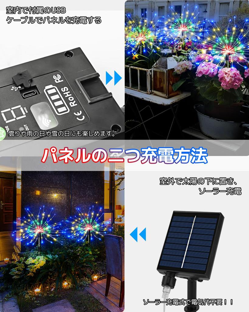 cshare Solar String LED Illumination 640 Garden Recessed Solar USB Solar Battery Level 8 Lighting Gardening Lights with Remote Suitable for Flower and
