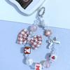 1Pcs Cute Phone Lanyard,Vintage Plaid Bow Beaded Chain for Phone Decor, Keychain for Purse Car Keys, Winter Autumn Charm Gift