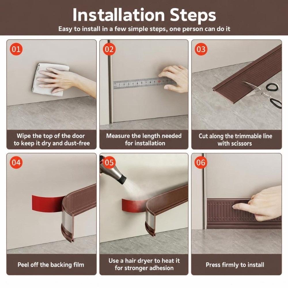 Built In Steel Insert Door Weather Stripping TPE Mouse Proof Door Seal Household