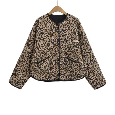 Women's Leopard Print Long Sleeved Cotton Jacket