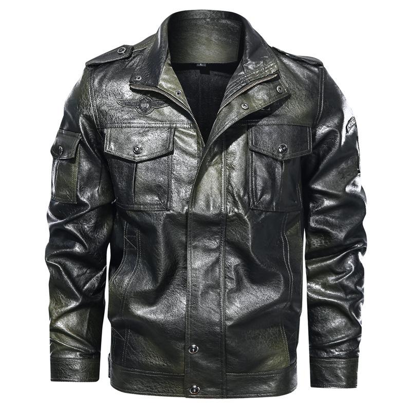 Chaqueta de cuero de otoño e invierno para hombre, chaqueta de cuero de motocicleta de lana, jersey de béisbol juvenil de moda, chaqueta de cuero bordada