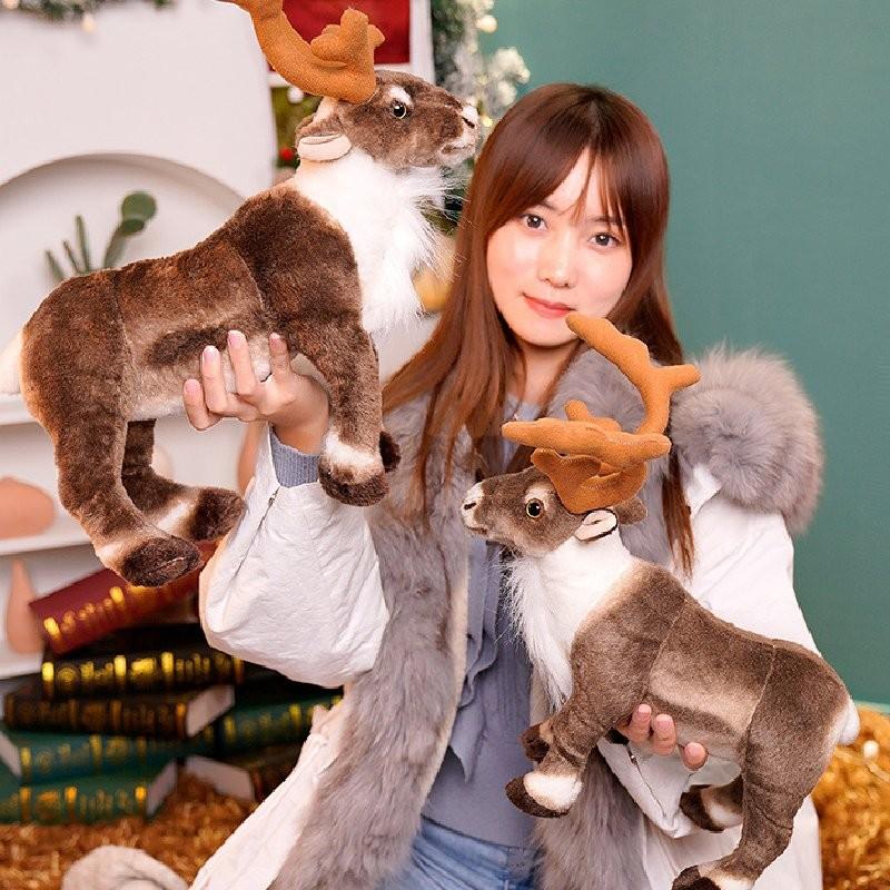 Adorable Plush Reindeer Figurine For Christmas Decoration With Realistic Features