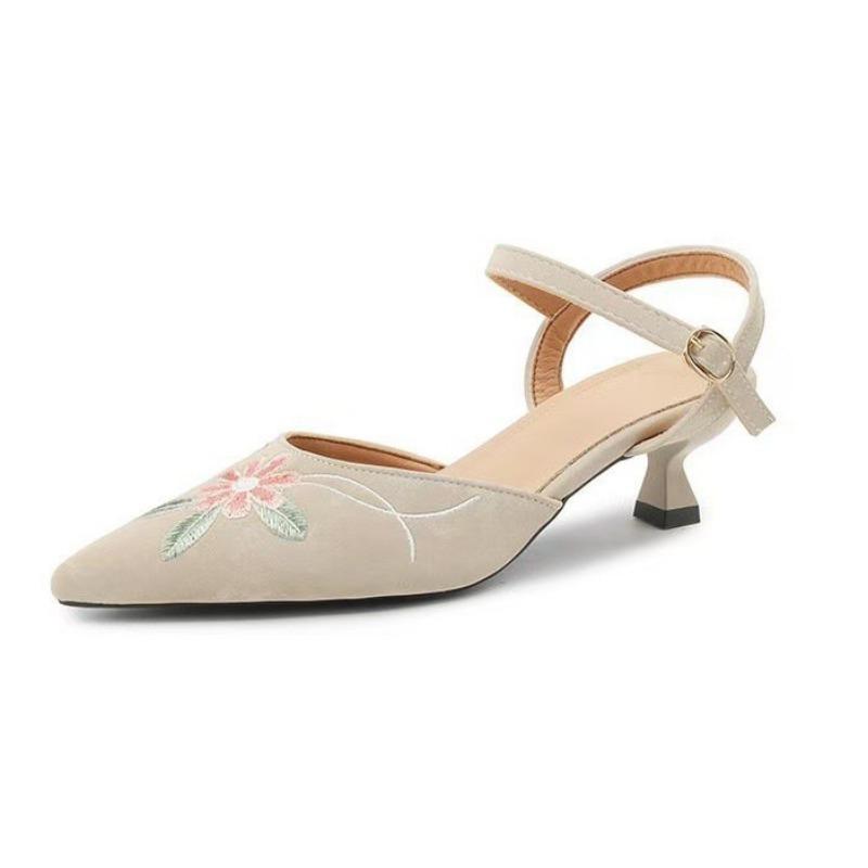 Baotou high-heeled sandals women's summer new models with skirt cheongsam embroidered stiletto empty sandals