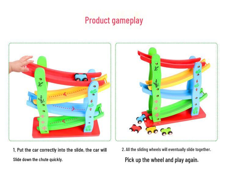 Wooden Glider Track Car - Early Education Toy for Ages 1-3
