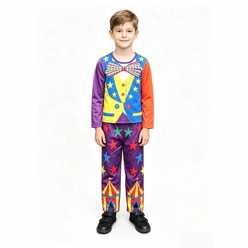 Costume da Clown per Bambini di Halloween Costume da Palco Maschera di Carnevale per Bambini Clown Stampato