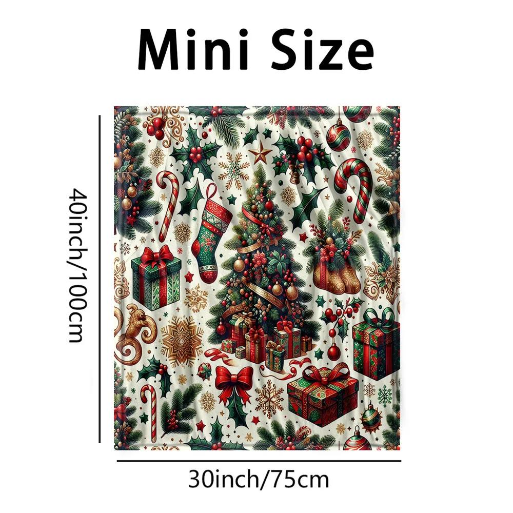 Festive Christmas Tree Design Soft Microfiber Throw Blanket – Cozy for Bed, Sofa, Camping, Picnic & Winter Holiday Decor