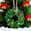 Glass Christmas Ornament Red Green Silver Wreath/Tree Hanging Decoration for Holiday Home Party Decor