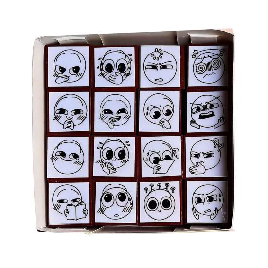 

16Pcs Cute Mood Expression Wooden Stamps Set Small Emotion Theme Stamps for Journaling Scrapbooking Card Making DIY B