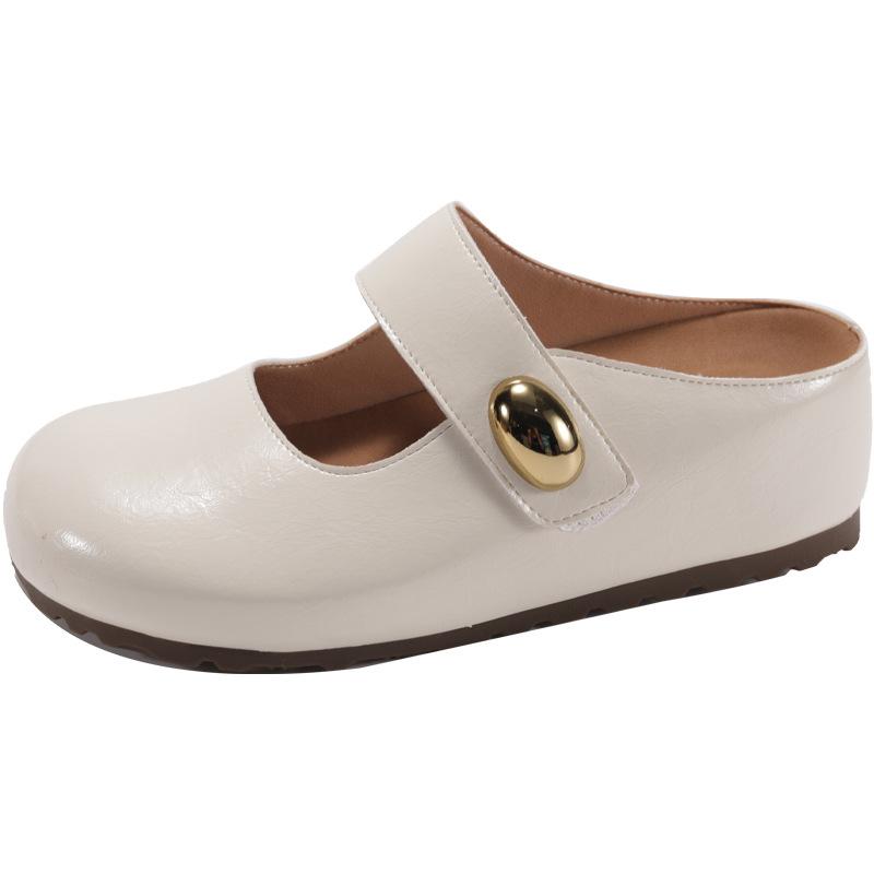 

Soft bottom soft leather bag head half slippers women s outer wear 2025 spring and summer new one-pedal sweet flat bottom sandals Birkenstock 40