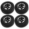 4Pcs Remote Control Metal Wheel Hub Rubber Tires Replacement for MN86 1 12 RC CarBlack