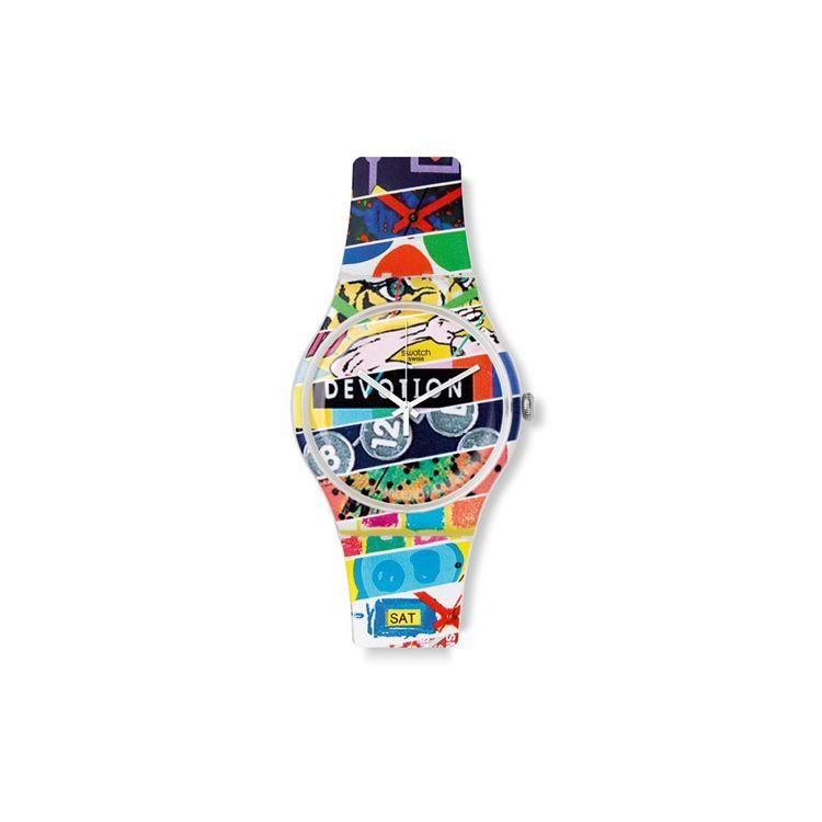 Swatch Club Series Quartz Movement Patchwork Limited Edition Watch 41Mm Color Dial Resin Case Resin Strap Women watches SUOZ170