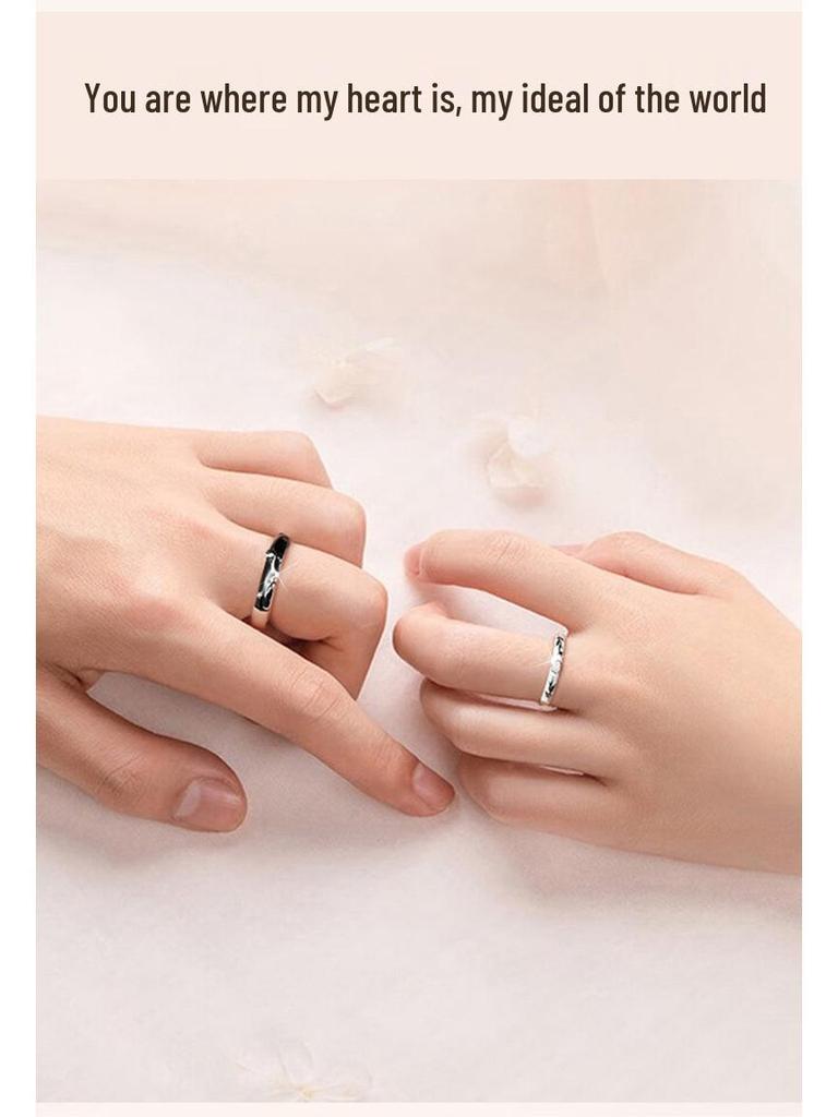The Little Prince & Rose Sterling Silver Couple Rings - Unique Design Gift for Girlfriend