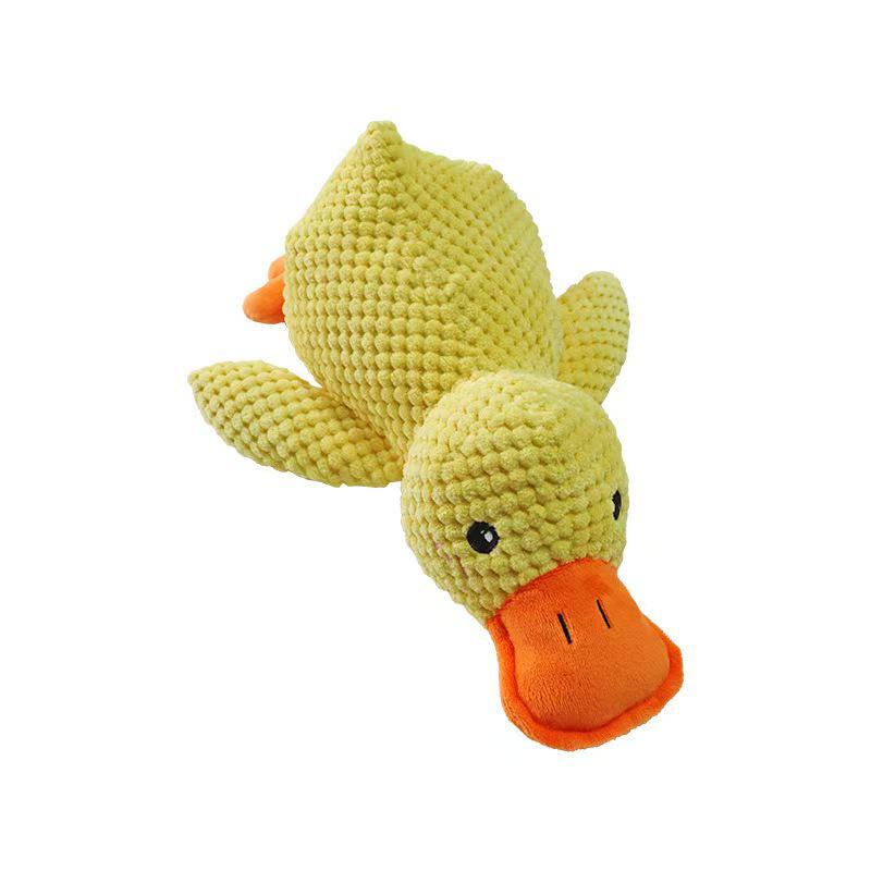 Durable Yellow Duck Squeaky Dog Toy - Corn Velvet Plush Small