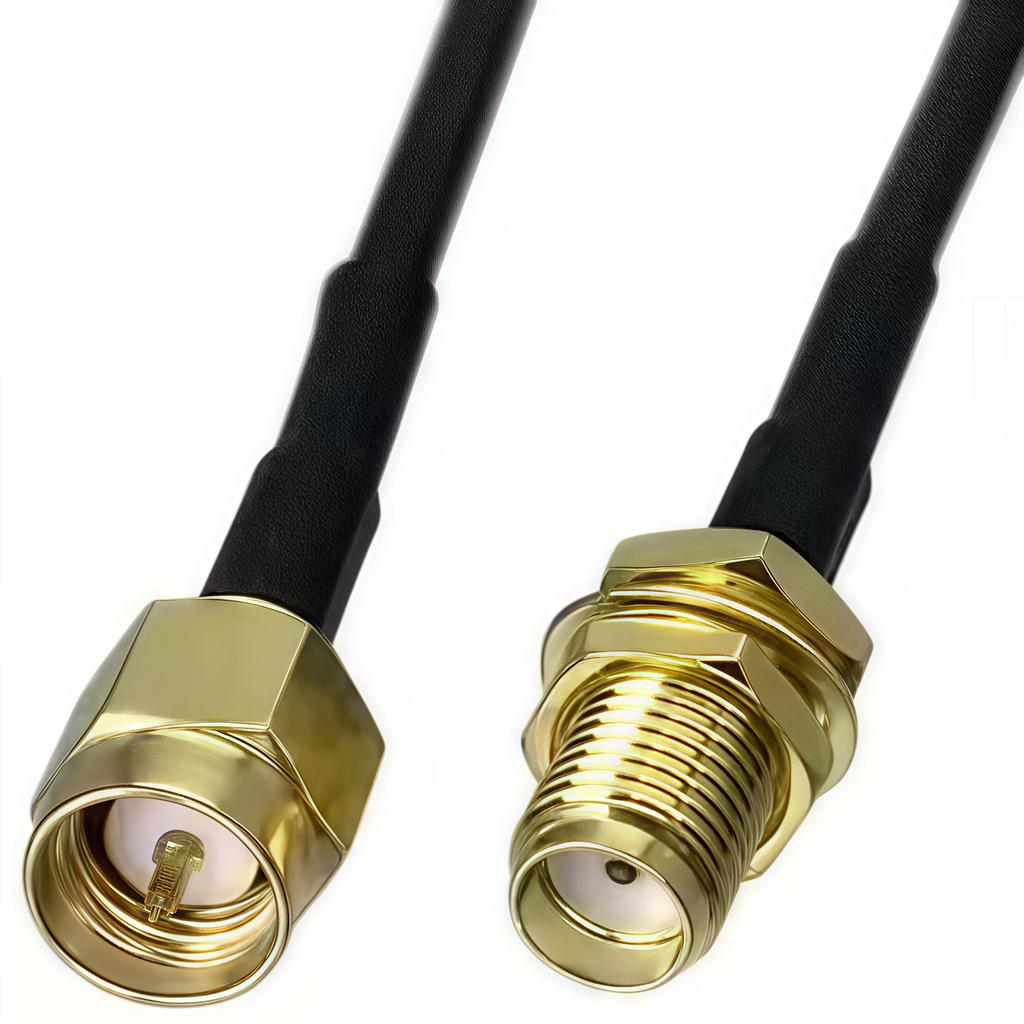 RP-SMA to SMA Extension Cable - Male to Female Coaxial Feeder Wire for WiFi Antenna/Router/RG174 Network Card