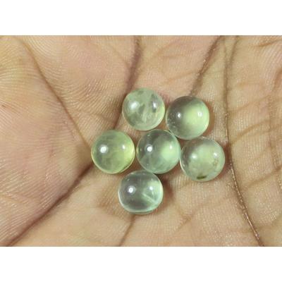 7 MM Přírodní Prehnit Kulatý Kabošon Volný Drahokam 6 ks Šarže A-264