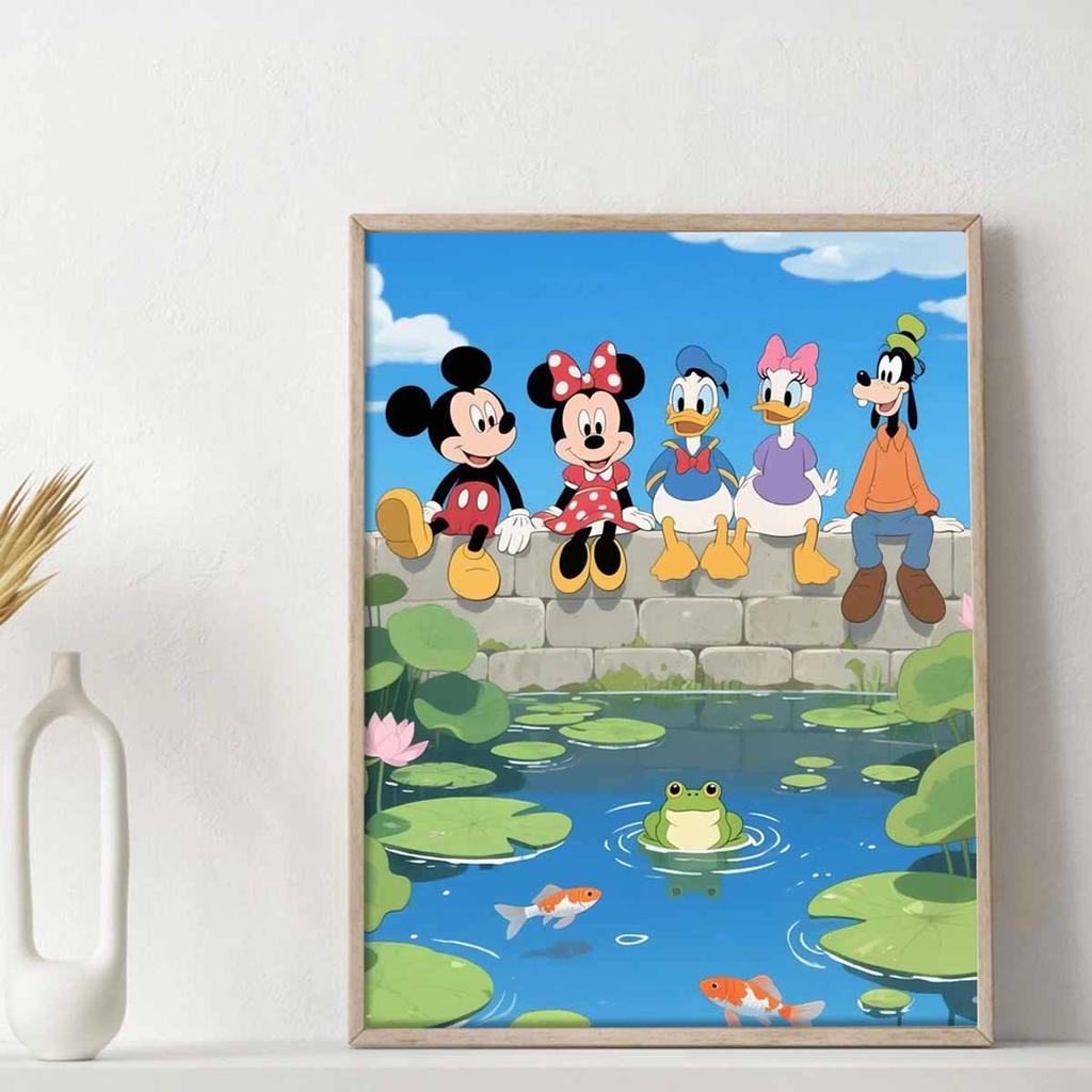 DIY Diamond Painting Mickey, Minnie, Donald Duck, Daisy, Goofy Cross Stitch Kit Mosaic Art Diamond Painting Full Circle Diamond Home Decoration