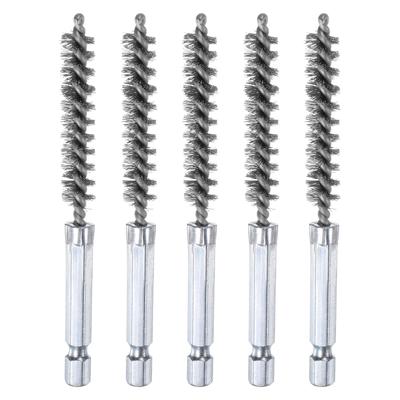 Uxcell 304 Edelstahl Bohrung 9mm 10cm Drahtbürsten mit Griff für Sechskant für Rohranschlusslager 5er-Pack Bürsten, Durchmesser, Lang, Reinigung,