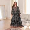 New 2025 Embroidered Abaya: Long Middle Eastern Muslim Women's Dress