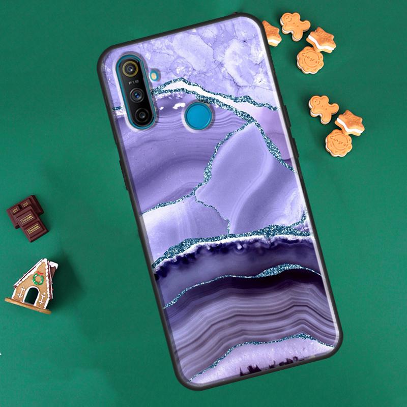 Teal Blue Gold Agat Marble dla Realme GT Neo 2 7 8 Pro 8i 9i C3 C21 Etui dla OnePlus 10 Pro 9 Pro Nord2 8T 9R