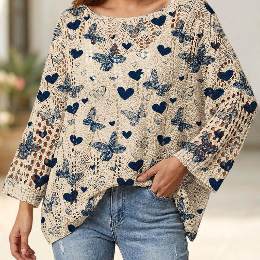 Hollow Out 3D Print Long Sleeve Christmas Sweater