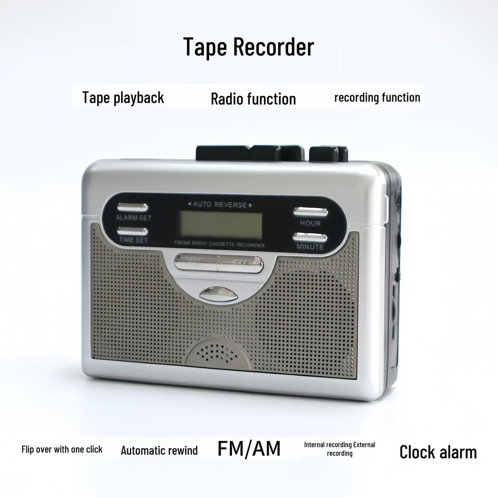 Portable Cassette Player with Speaker, Radio, and Headphones for English Listening and Playback