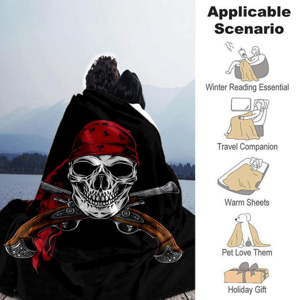 1pc pirate skull Throw Blanket Soft Flannel, Cozy All Season Polyester Perfect for Home, Office
