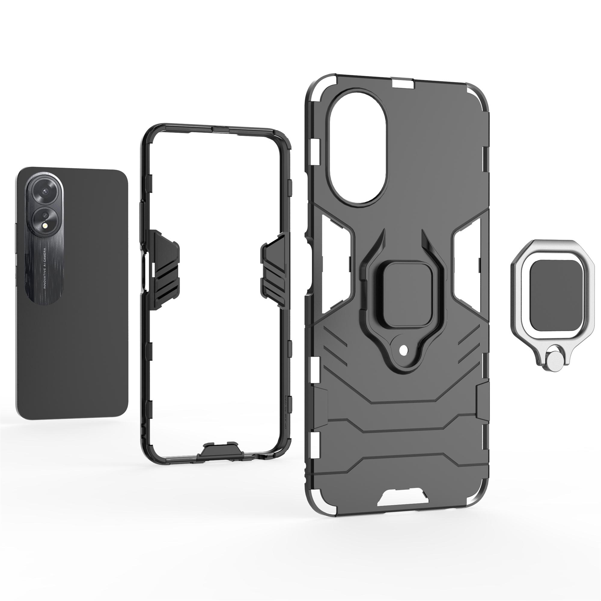 

For Oppo A38 4G Case Ring Holder Kickstand Protective Mobile Phone Cover Black