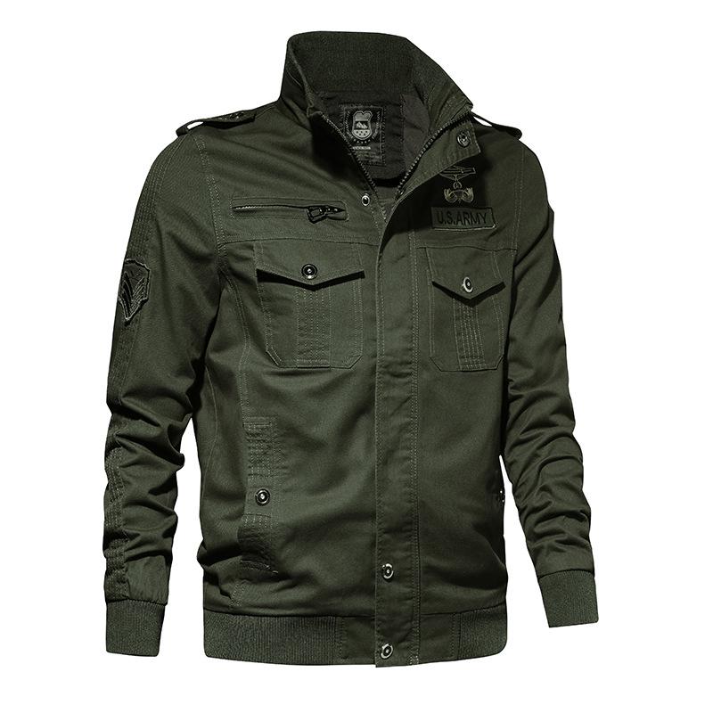 Gewaschene Baumwolle Lässige Jacke Outdoor Locker Übergröße Cargotaschen Mode Flieger Herrenbekleidung