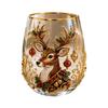 Bicchieri Unici per Feste di Natale 330ML Bicchiere d'Acqua in Vetro, Motivo Ghirlanda/Babbo Natale/Alce/Calze/Pupazzo di Neve Vetro Festivo Edizione Limitata Regalo