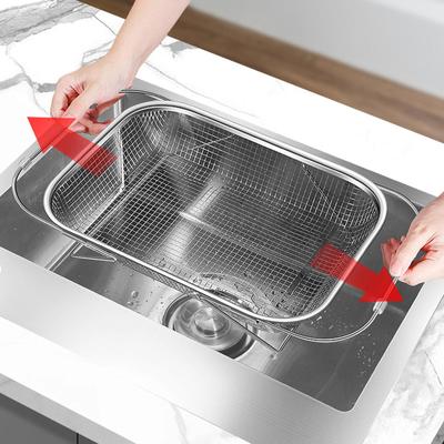 Extendable Colander Strainer Over The Sink Kitchen Fruit Dish Rack Stainless Steel