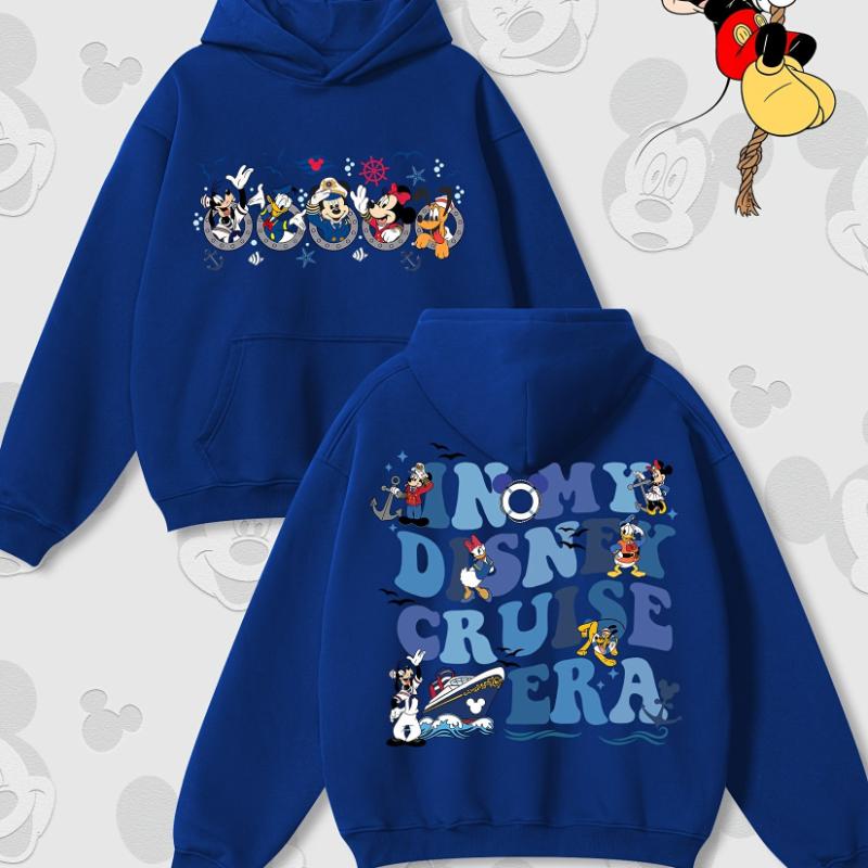 Disney Cartoon Print Autumn and Winter Hooded Sweater Crew Neck Long-sleeved Hoodie Loose Casual Style Suitable for Men Women