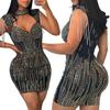 CY901111 European and American fashion women's clothing bead splicing hot diamond slim dress new women