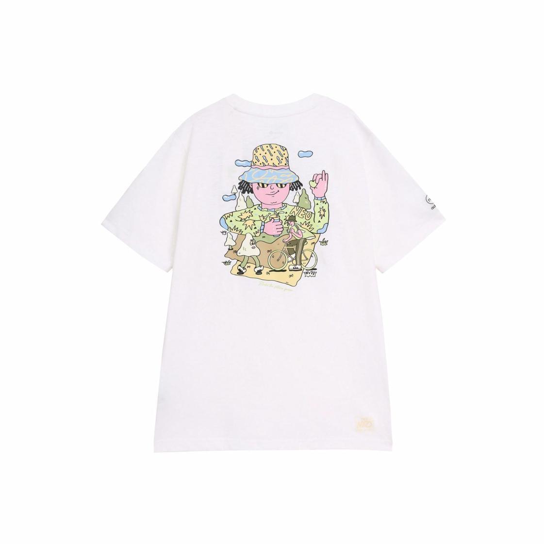 adidas neo Cartoon Print Crew Neck Breathable Sports T-Shirt Unisex White M