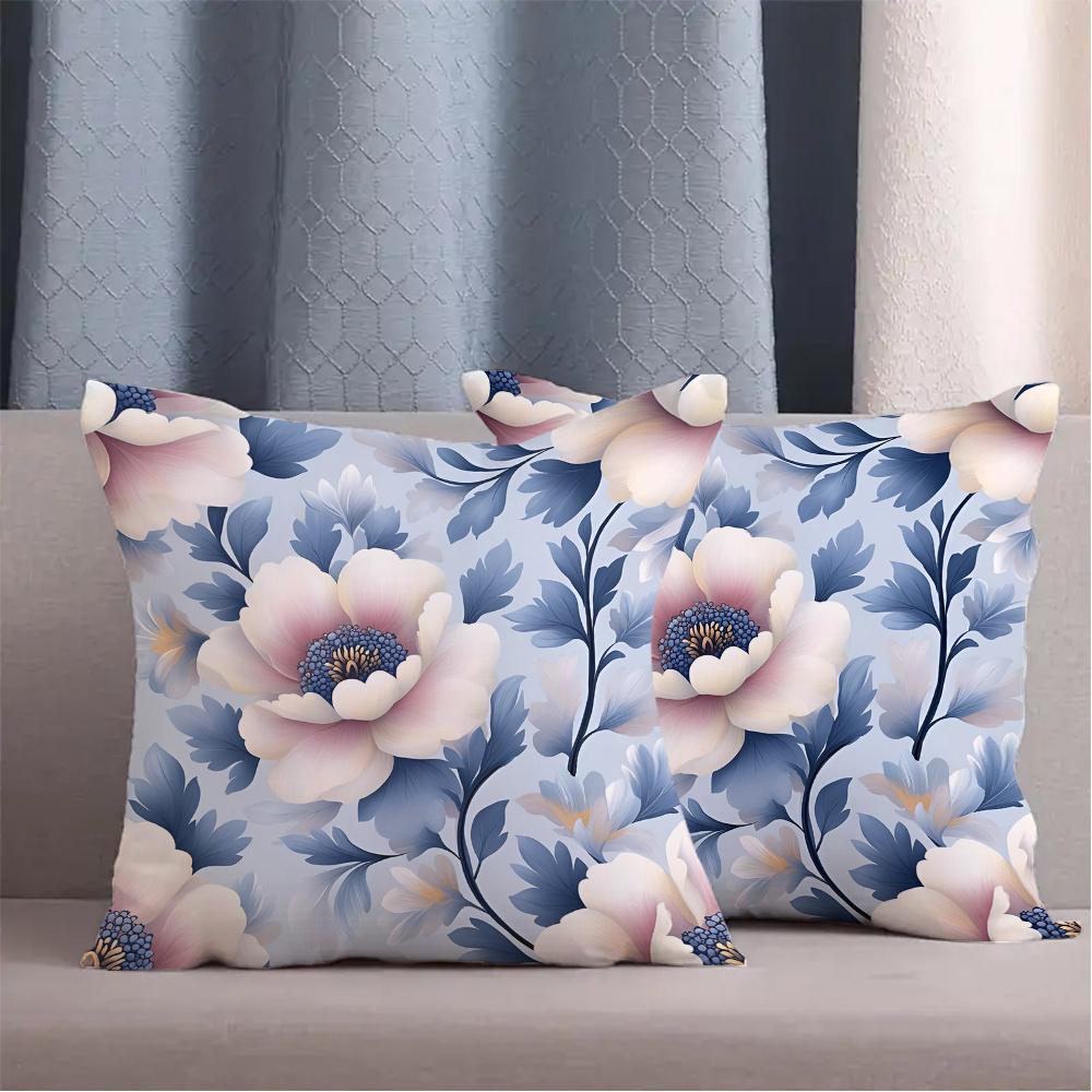 Floral Patterned Pillowcase For Homecushion Covers, Zippered, Decorative Pillowcases, 45X45 Cover Sleeves