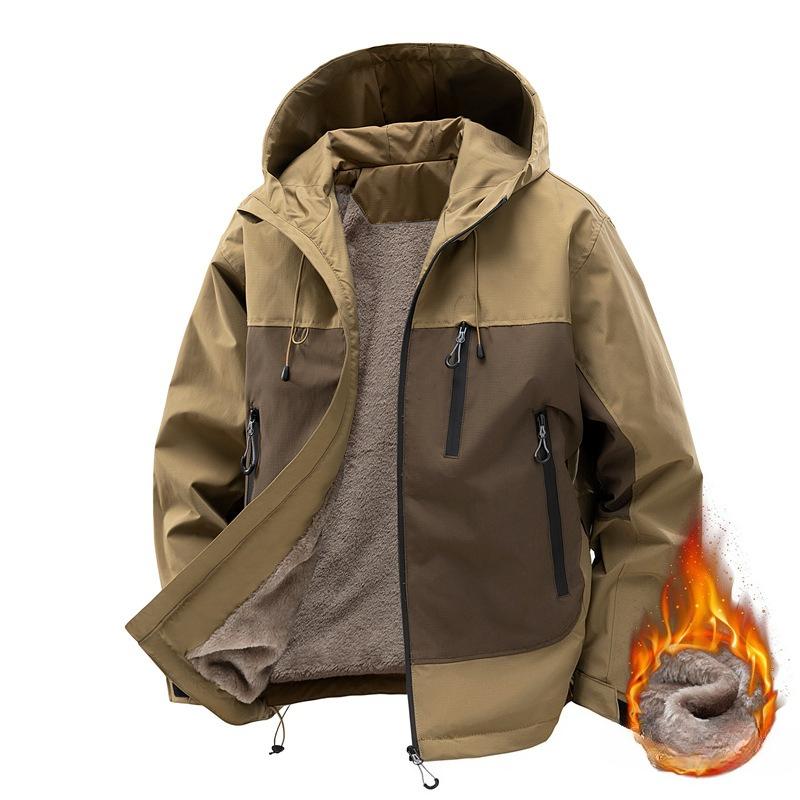 

Fleece Jacket Men s Hooded Waterproof Quick-drying Fabric Jacket Jacket Fashionable Autumn and Winter Jacket Versatile 3XL