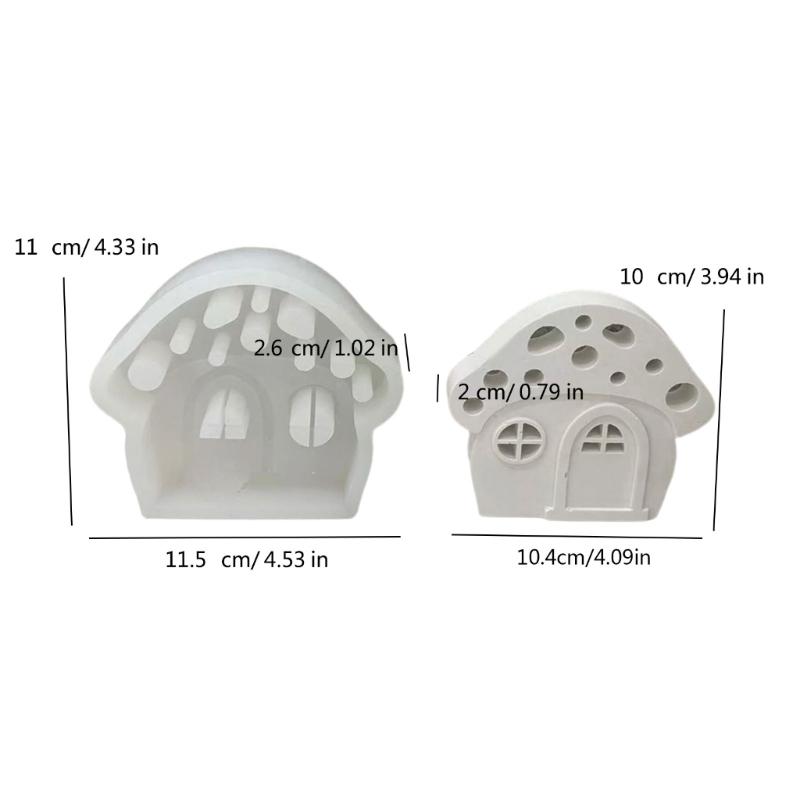 Mushroom House Candle Holder Silicone Mold 3D Houses Making Supplies Plaster Concrete Resin Candlestick Casting Molds