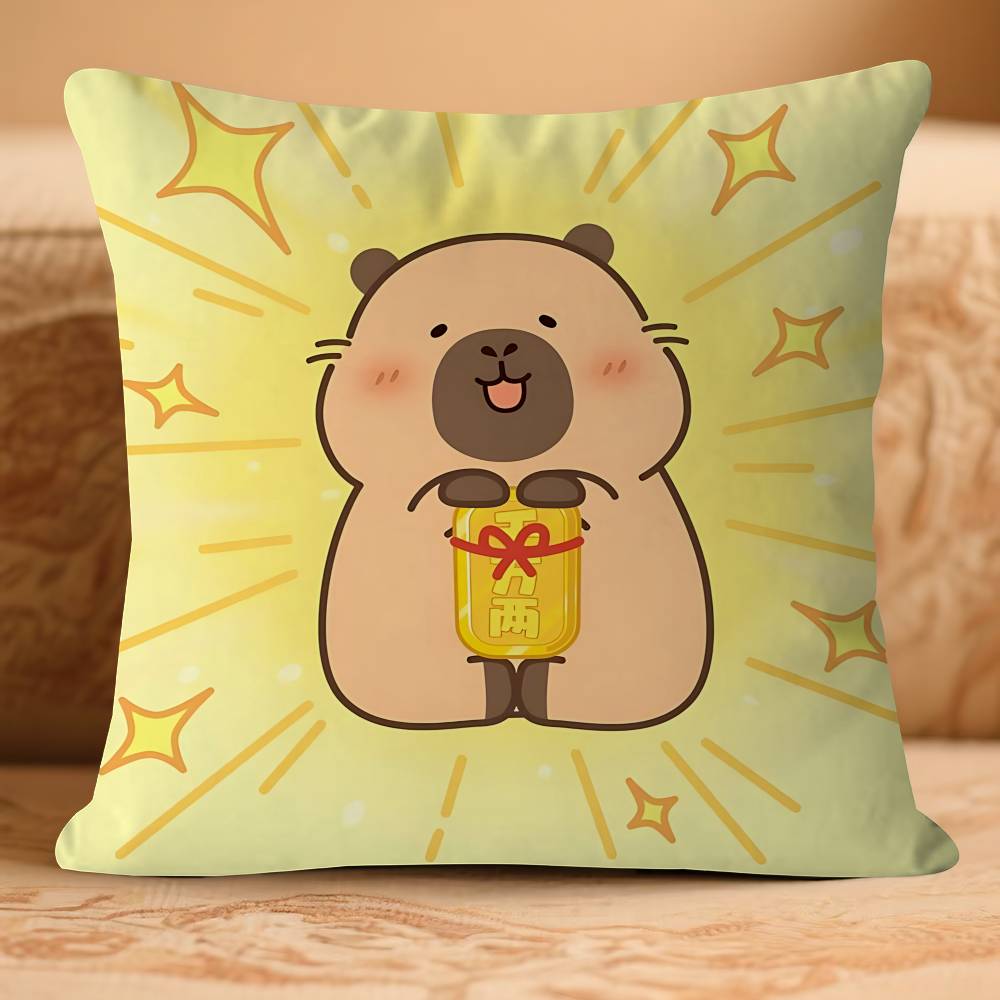 Cute Anime CapybaraS Pillow Case Removable Washable Cushion Cover – All-Season Soft Linen