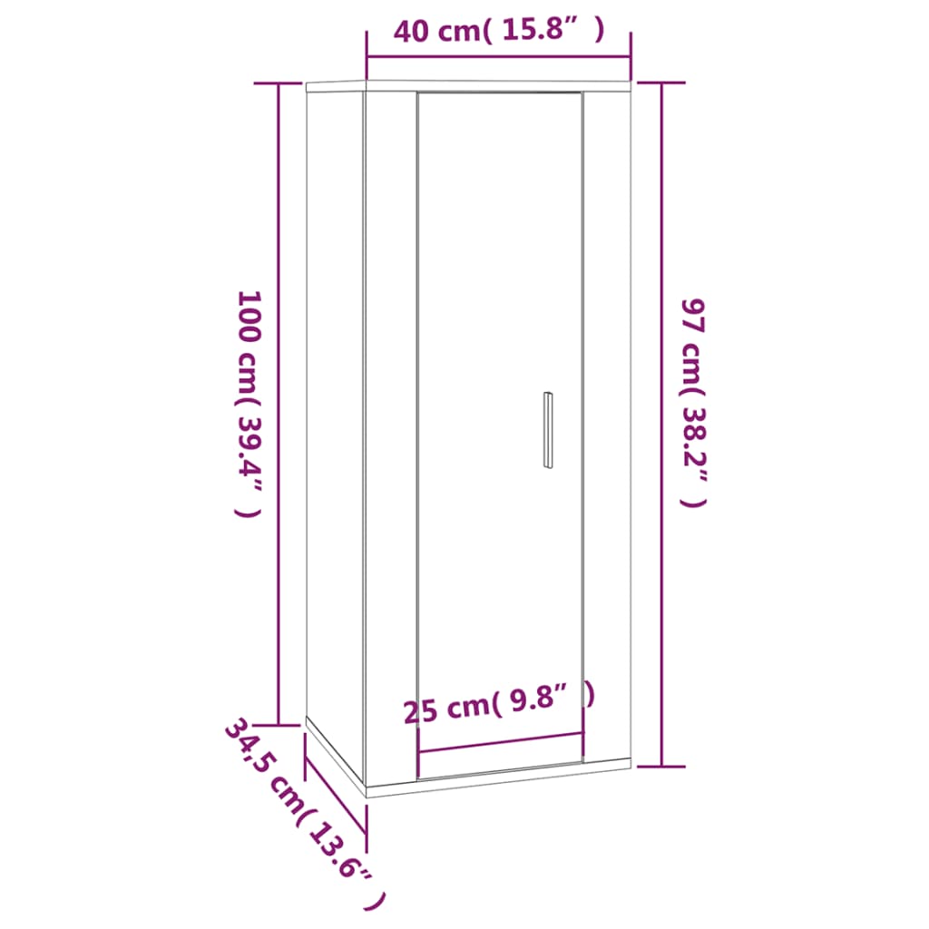 Wall Mounted TV Cabinet High Gloss White 40 X 34.5 X 100 Cm