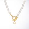 Zircon Crystal Initial A-Z Letter Pendant Necklace for Women Toggle Clasp Imitation Pearls Necklaces Wedding Jewelry Gift
