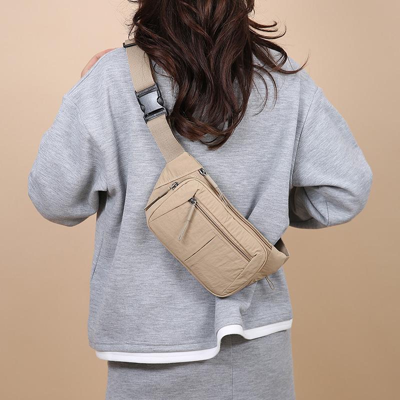 Women's Waterproof Nylon Convertible Waist Pack with Adjustable Strap Large Capacity Crossbody Chest Bag for Outdoor Activities