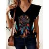 German Flag Print Striped Color-Blocking Design National Celebration Surprise Gift High-Quality Women'S All-Over Print V-Neck Top