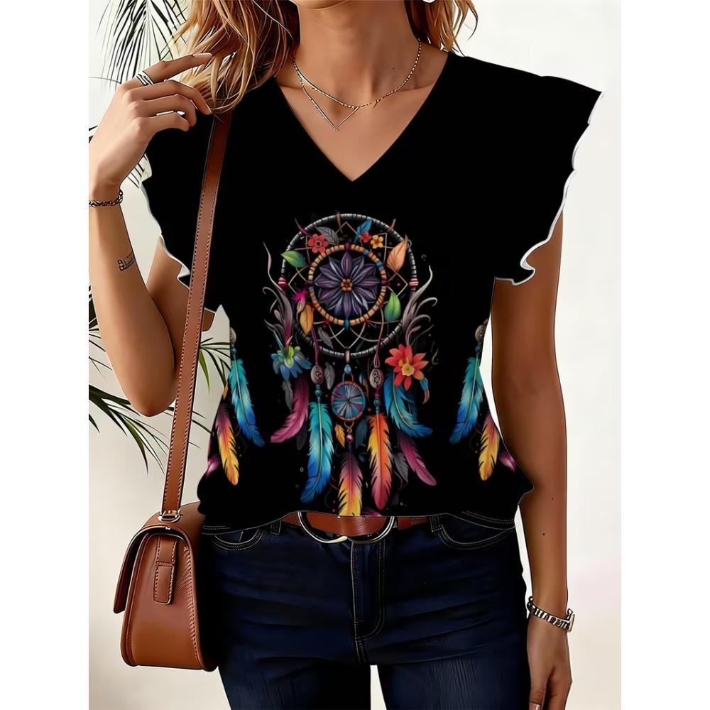 German Flag Print Striped Color-Blocking Design National Celebration Surprise Gift High-Quality Women'S All-Over Print V-Neck Top