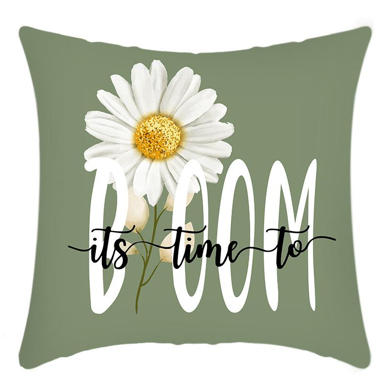 Fashionable Spring Flower Spring Elements Pillow Cover Linen Flower Cushion Pillow Cover