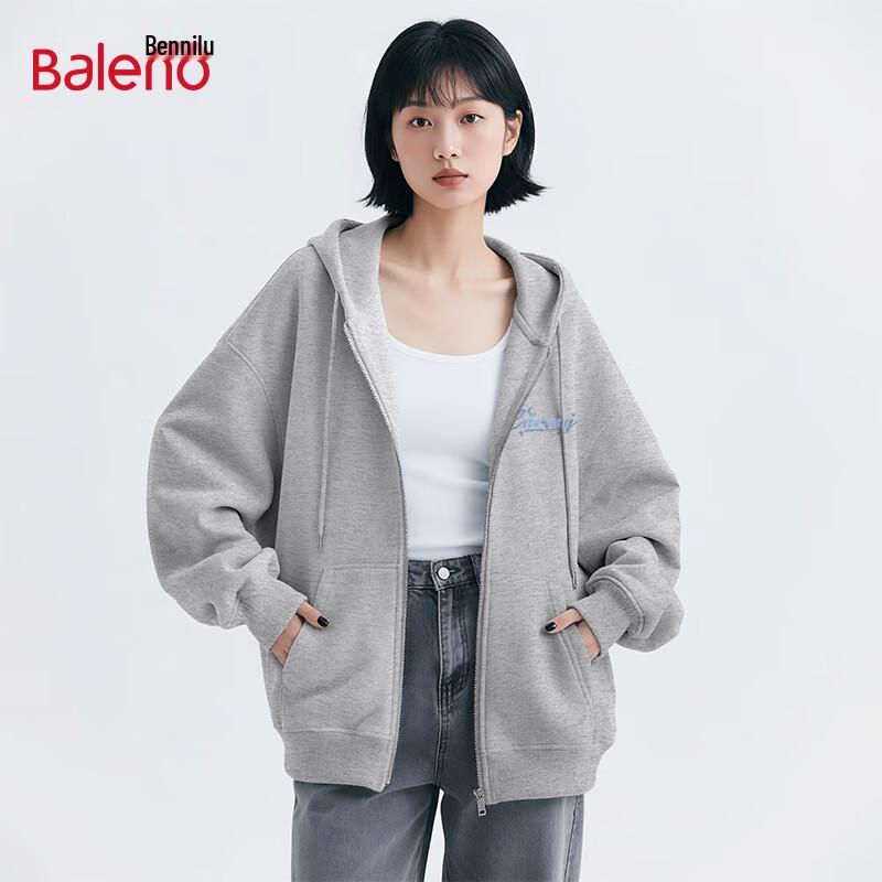 Baleno Women's Loose Fit Hooded Cardigan Sweatshirt