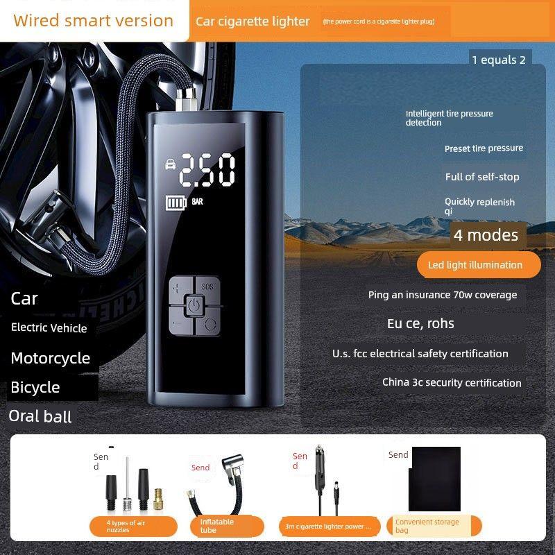 Car Air Pump Digital Display 12V Portable Tire Inflator Automatic Intelligent Tire Repair Inflator 325 Wired Model
