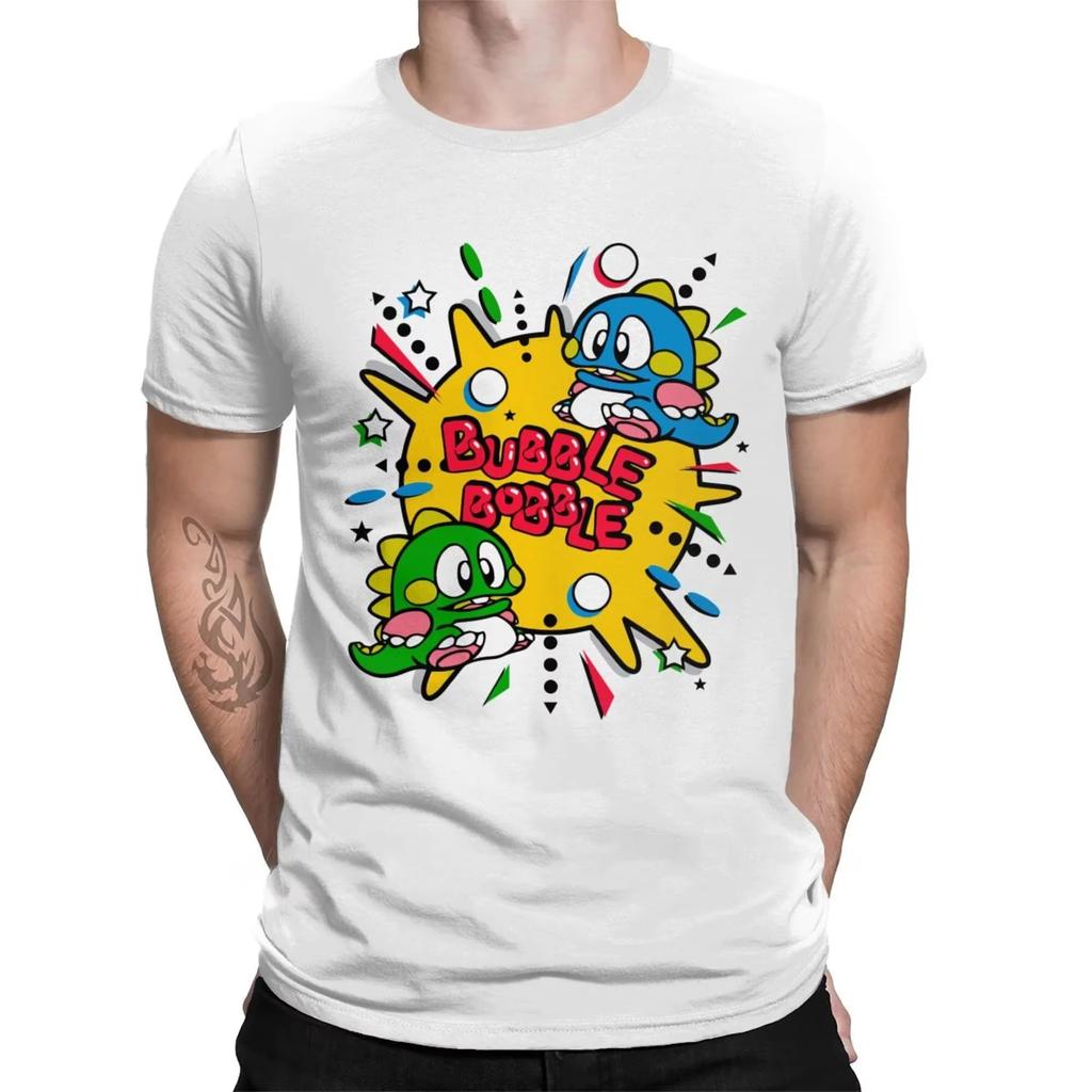 70s 80s Arcade Game Bubble Bobble T-Shirt Men Women Cotton Short Summer Sleeve Casual Plus Size Shirt Soft Cotton Fabric Versatile for Daily Looks